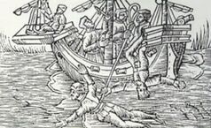 Woodcut Print of Keelhauling
