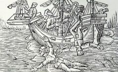 Woodcut Print of Keelhauling