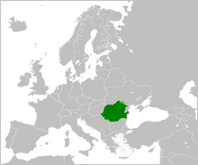 Location of Romania (dark green) Claimed territory (light green)