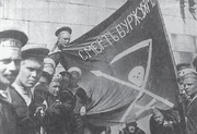 Anarchists of Kronstadt hold up their flag
