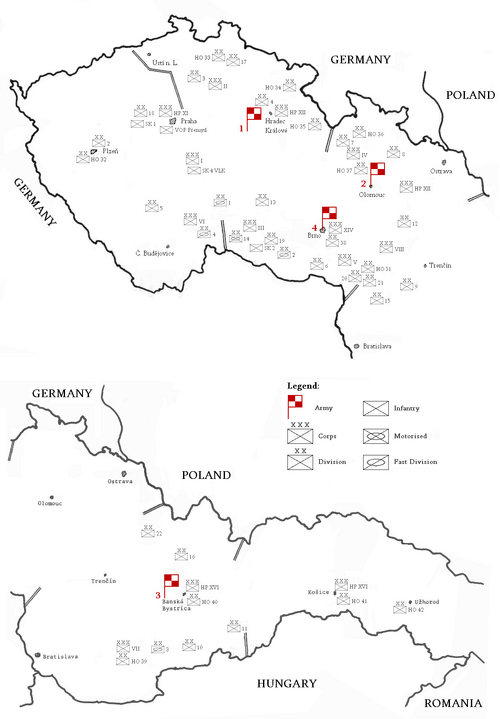 The Czechoslovak Army disposition - September 30, 1938.