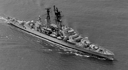 El crucero peruano Almirante Grau, buque insignia de la Marina de Guerra del Perú.