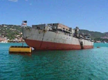 A derelict freighter from Panama after arriving in Charlotte Amalie, 1986