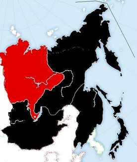 The Kutsuwa Shogunate with the capital of New Hakodate (Irkutsk) labeled.