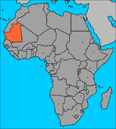 Afrikanische Länder und Mauretanien markiert