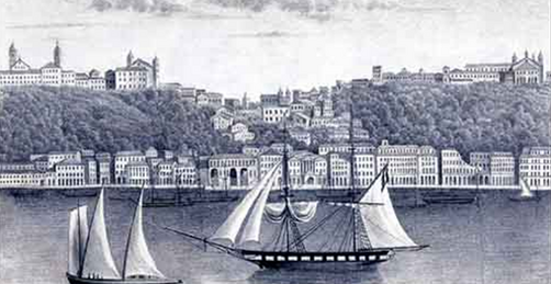 a Cidade de Salvador, em 1600. Grande centro político e econômico, foi capital da colônia até 1763.