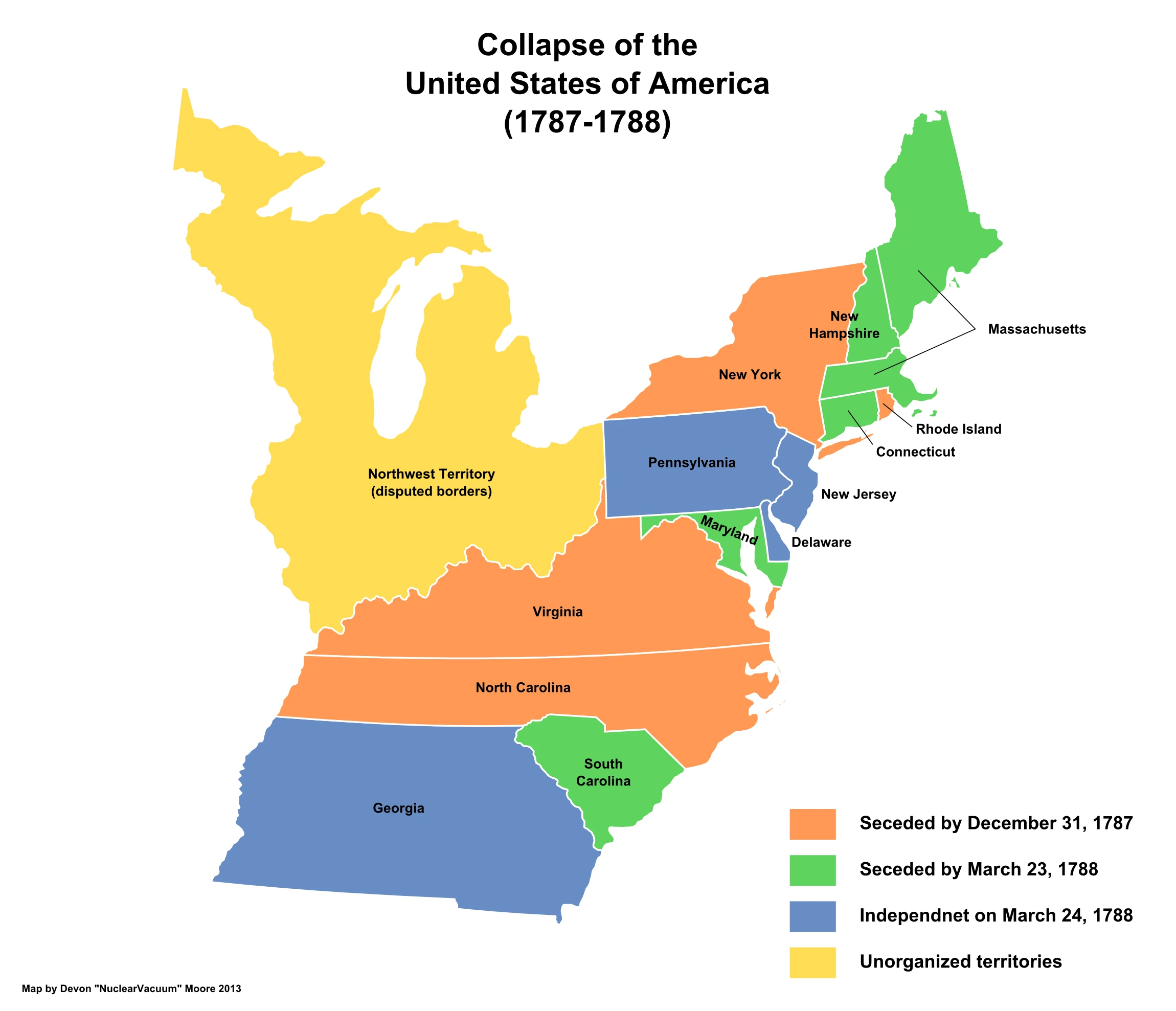 Original 13 States Map United States Of America (13 Fallen Stars) | Alternative History | Fandom