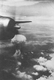 Atomic cloud over Hiroshima from B-29