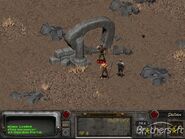 Zeitreisen in Fallout 2? War ein Zeitreisender für die Fallout-Zeitlinie verantwortlich? Im zweiten Teil trifft man auf das Zeitreiseportal aus Raumschiff Enterprise!