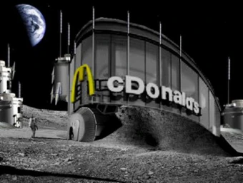 Schnellrestaurant in Bergbaukolonie auf dem Mond 2017