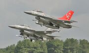 Two Danish F-16 taking off from Sigonella Air Base