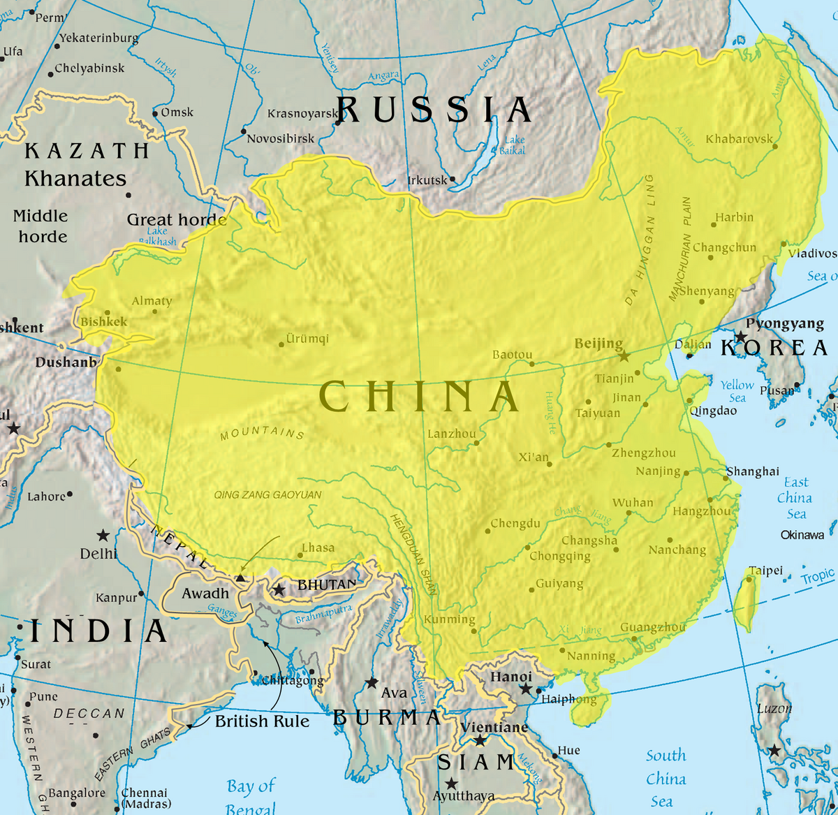 Страна где правила династия цинь на карте. Китай в 17 веке карта. Территория Китая в 17-18 веках. Цинская Империя в Китае в 18 веке. Границы Китая в 18 веке.