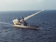 B.R.S. Good Omen firing missiles against the North Californian fleet, January 1987