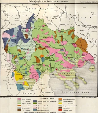 Mapa etnográfico de Macedonia en 1892