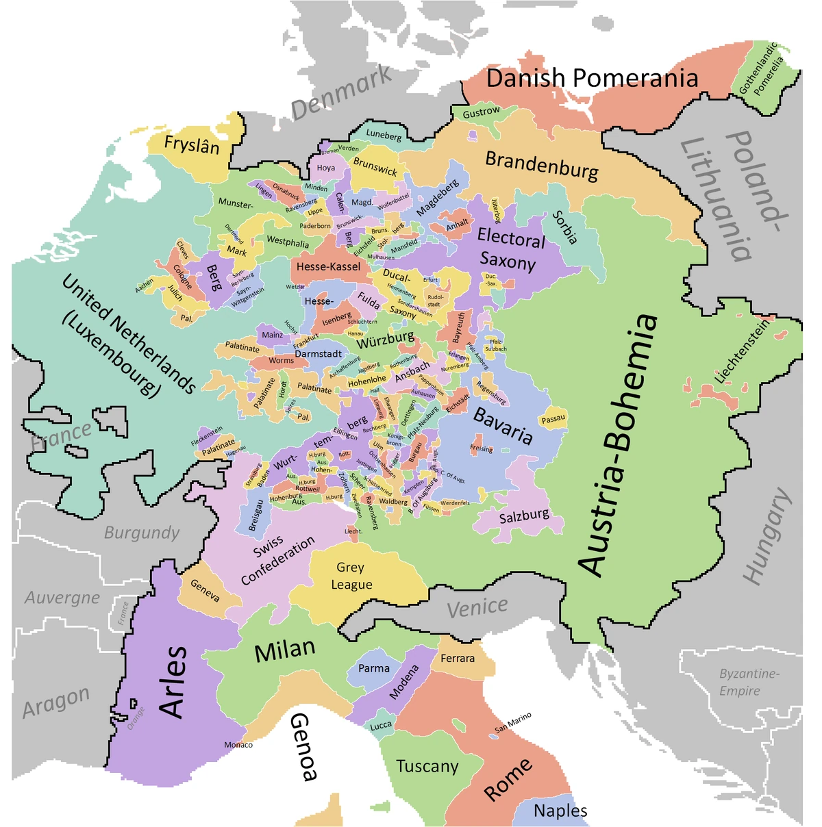 Holy Roman Empire Map 1500 Hre (The Kalmar Union) | Alternative History | Fandom