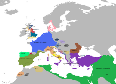 Año 800 mapa de Europa