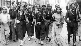 Бойцы "Народной милиции" в Барселоне, лето 1936.
