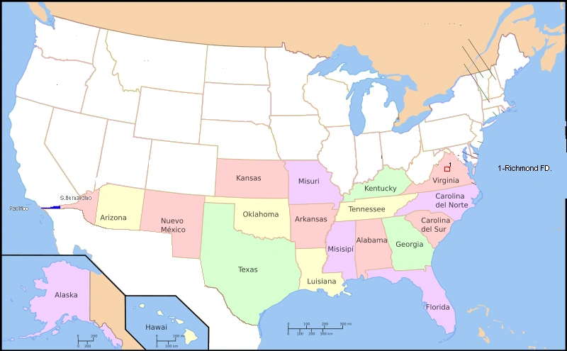 Pôster Mapa Político De Estados Confederados De América Ng 