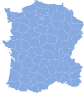 Blank map of French MSE with departements, coloured in blue and white