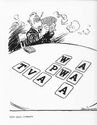 Editorial cartoon mocking FDR's "Alphabet agencies"