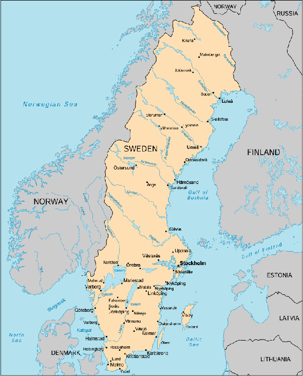 Швеция карта на русском языке. Политическая карта Швеции. Швеция на карте. Крупные города Швеции на карте.