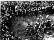 Police attempting to suppress a demonstration in Delhi, c