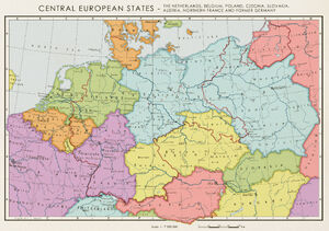 Karte Mitteleuropa (1950 ohne Deutschland)