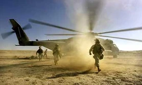 U.S. Marines patrolling Kandahar airport.