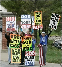The Westboro Baptist Church (based in Casper, Provisional USA) are infamous for their eye-catching and often extremely offensive pickets. Members of the church believe that Doomsday "cleansed" the world of "sinners", and that the large amounts of conflict seen in the former USA (and most of the world) today is a continuation of this.
