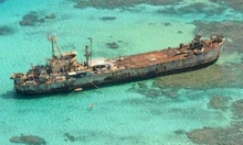 BRP Sierra Madre, purposely grounded in Second Thomas Shoal in 1999, serves as a Philippine Marine Corps outpost.