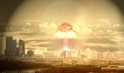 O céu de Moscou se iluminou às 5 da manhã, o primeiro míssil nuclear da OTAN atinge o centro da cidade.