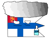 Finlandball, the personification of Finland. It is unique for its irregular shape, mimicking the irregular shape of the Finnish Flag.
