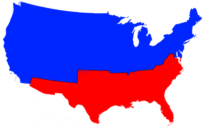 A map showing the borders between the United States and Confederate States