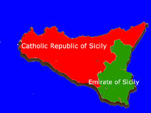Location of Emirate of Sicily
