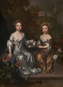 Portrait of Apollonia and Anthasia Laloudios, by , c. 1672. Apollonia is on the left while Laloudios is on the right.