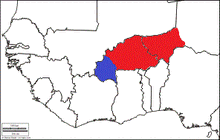 Location of The Republic of Upper Volta (in Red)