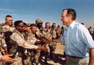 Bush troops.jpg (95 KB) President Bush greeting American troops in the Australian Outback.