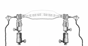 Zeichnung einer Spindelelektroglühröhre von 1851
