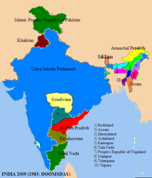 A map of Balkanized India, pre-March 2009