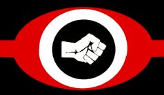 Flagge Eurasienpakt seit 1984 und Parteisymbol der Sozialrepublikaner