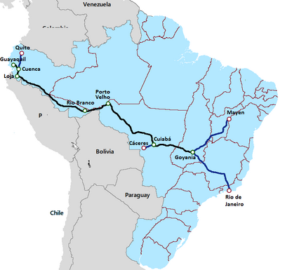 Trans-Oceanic Railway map (Parallel Brazil)