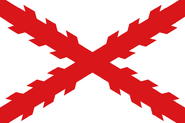 Flag with the cross of Burgundy (saltire). Also named Cross of Burgundy flag. It was used in the Catholic Monarchy and in its viceroyalties such as New Spain and Peru. It was also used by Spain as a military or king flag. Used by the Carlist movement.