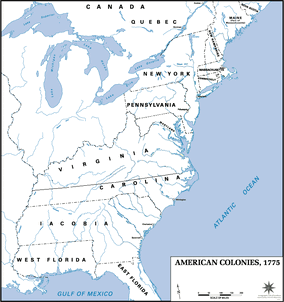 Population Density in the American Colonies 1775