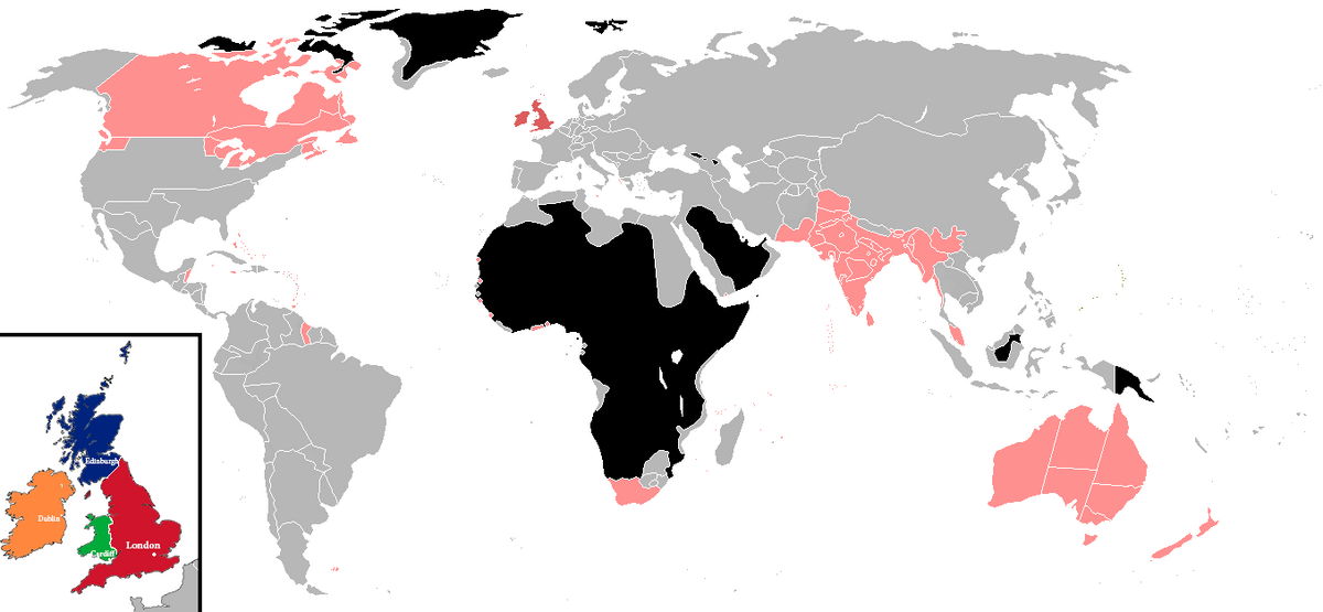 Карта британской империи на пике могущества