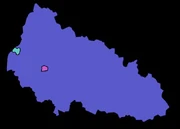 Карта АР Русиния, Салатовым - столица Ужгород. Фиолетовым - г