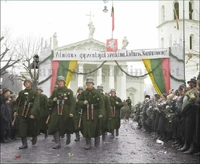 Lithuanian military parade in the old capital of Vilnius, October 15, 1939.