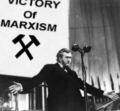 Marxistische Kriegspropagandarede, britischer Wissensminister Michael Finch, London 1954