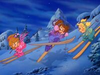 The Chipettes Skiing Postcard