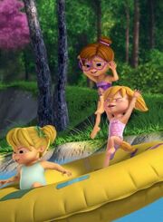 Chipettes in swimsuits