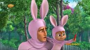 Alvin and Dave dressed as rabbits